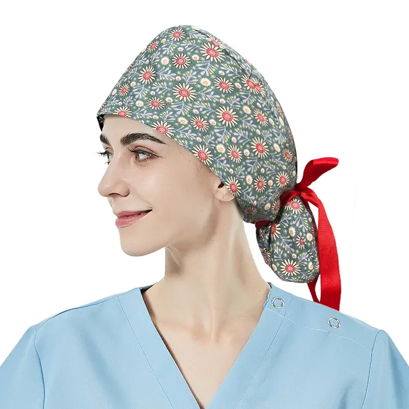 Adjustable Hospital Medical Working Cap Nursing Surgical Nurses Hair Caps Hat For Long Hair Scrub Bonnets