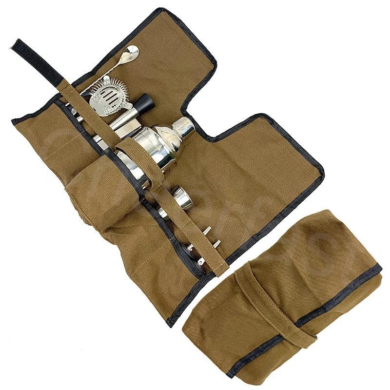 Most Popular 9 Piece Storage Bag Shaker Cocktail Bar Tools Kit Stainless Steel Cocktail Shaker Set Stainless Steel