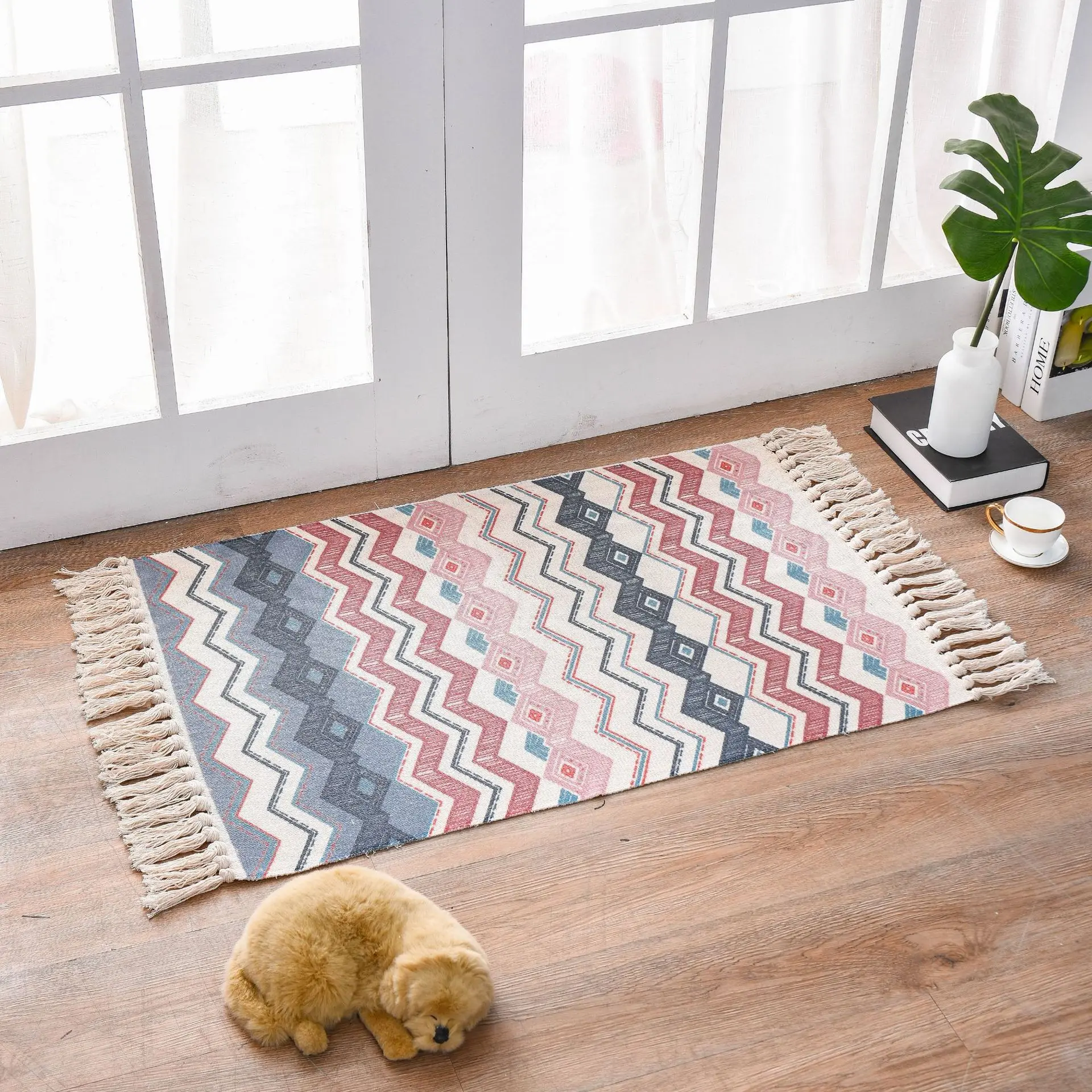 Popular rug for living room hand made tassels carpet and rug