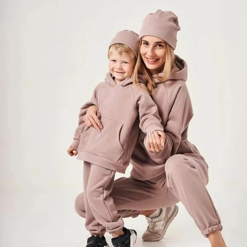 Organic cotton custom matching family sweatsuit sustainable family matching outfits eco friendly custom hoodies