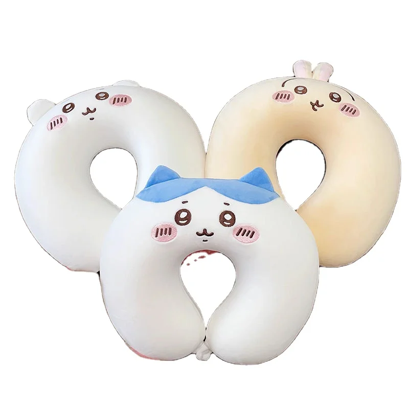 ruujoy Cartoon cartoon chiikawa Usaqi neck pillow Plush Toy Car Headrest Kawaii Soft Stuffed Plush U shape Neck Pillow wholesale