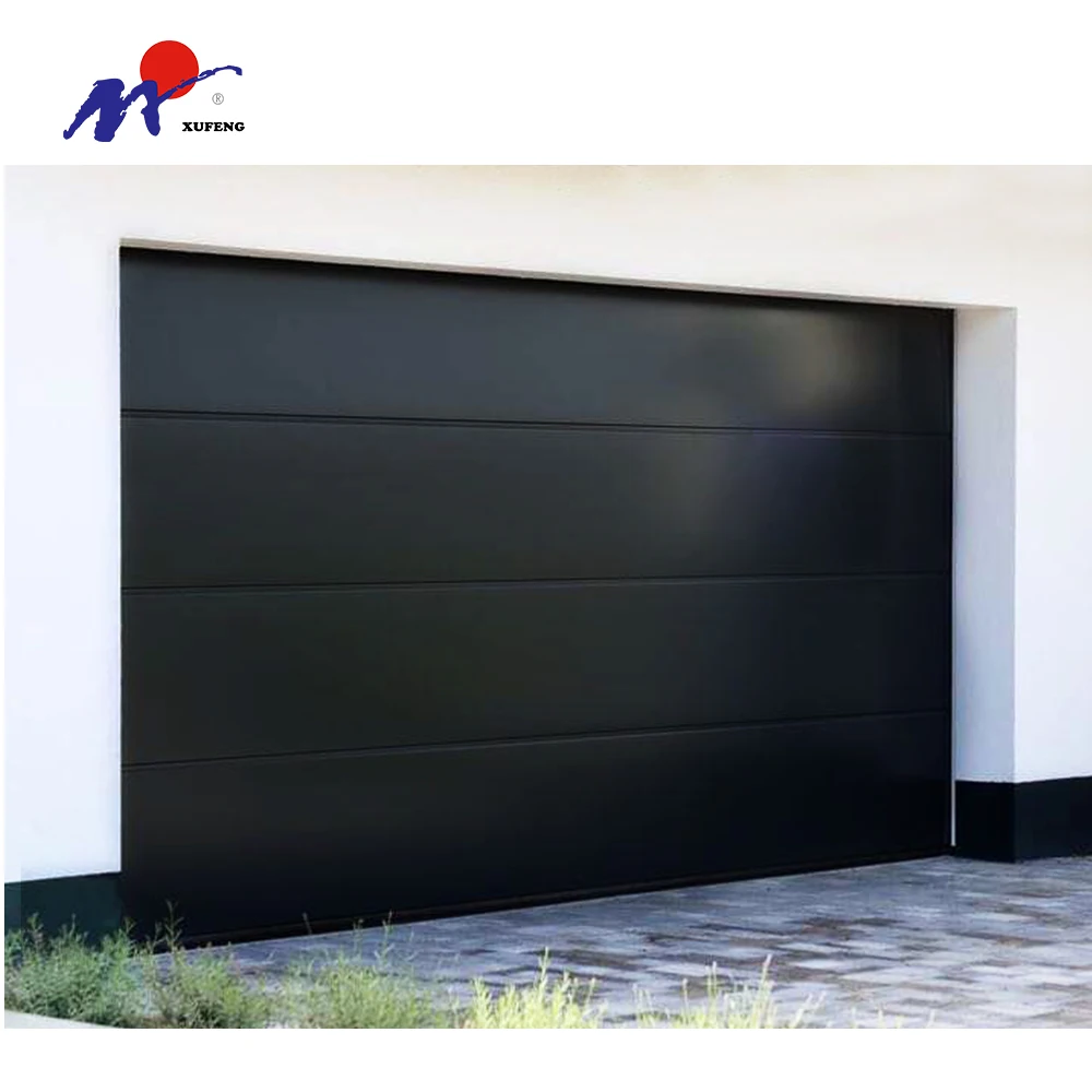 Wholesale Customized Sectional Overhead European Automatic Garage Door Steel Black