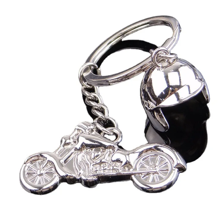 new Branded Keychain for Motorcycles Good Stock 3D Souvenir Helmet round Shape Wholesale Metal Keychain Off-Road Motorcycles Gifts
