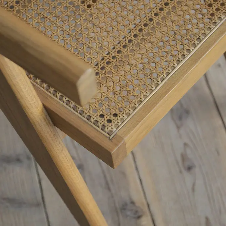 French vintage hotel bistro cafe furniture American solid wood armchairs nordic rattan dining chair