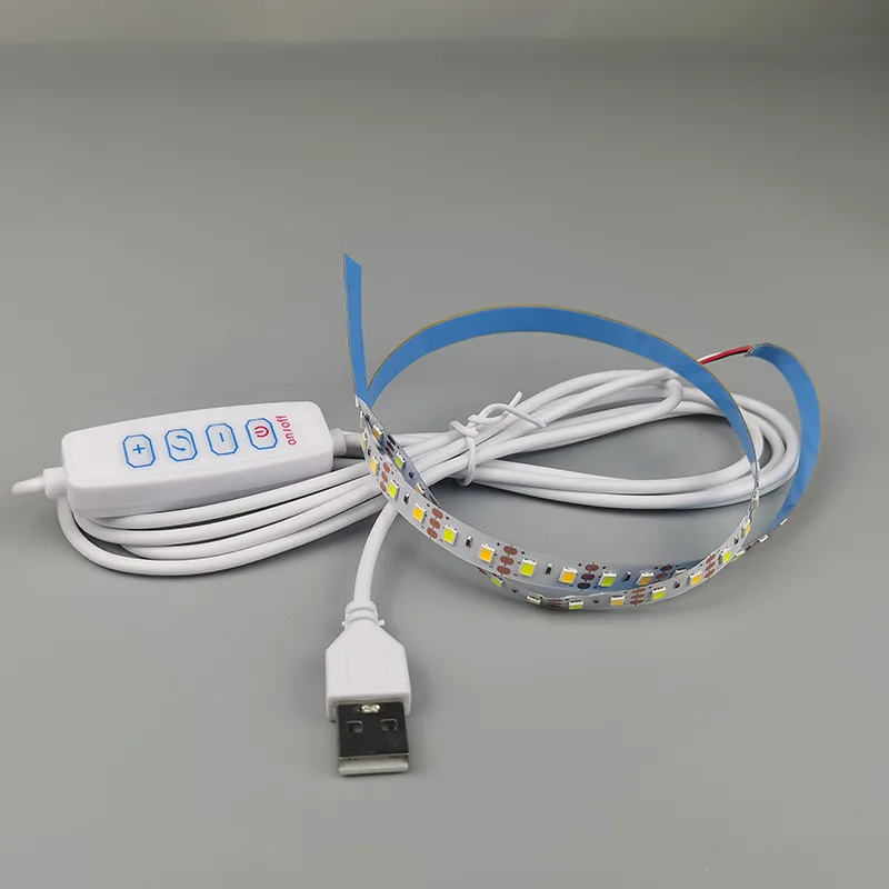 5V USB Dual Color LED Strip Light 120LEDs/M 0.5m 1m 3000K-6500K SMD 2835 USB Strip Light with Dimmable Switch Control
