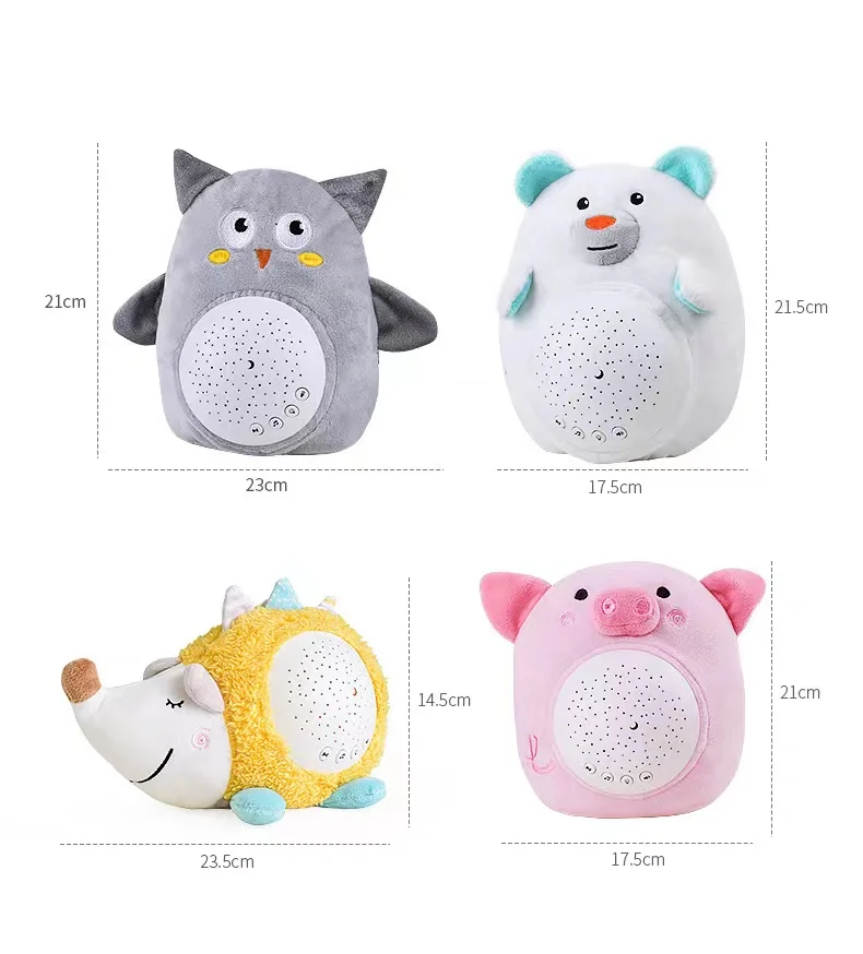 Cute Kids Soft Cartoon Musical Accompany Sleep Baby Plush Toys With Projection