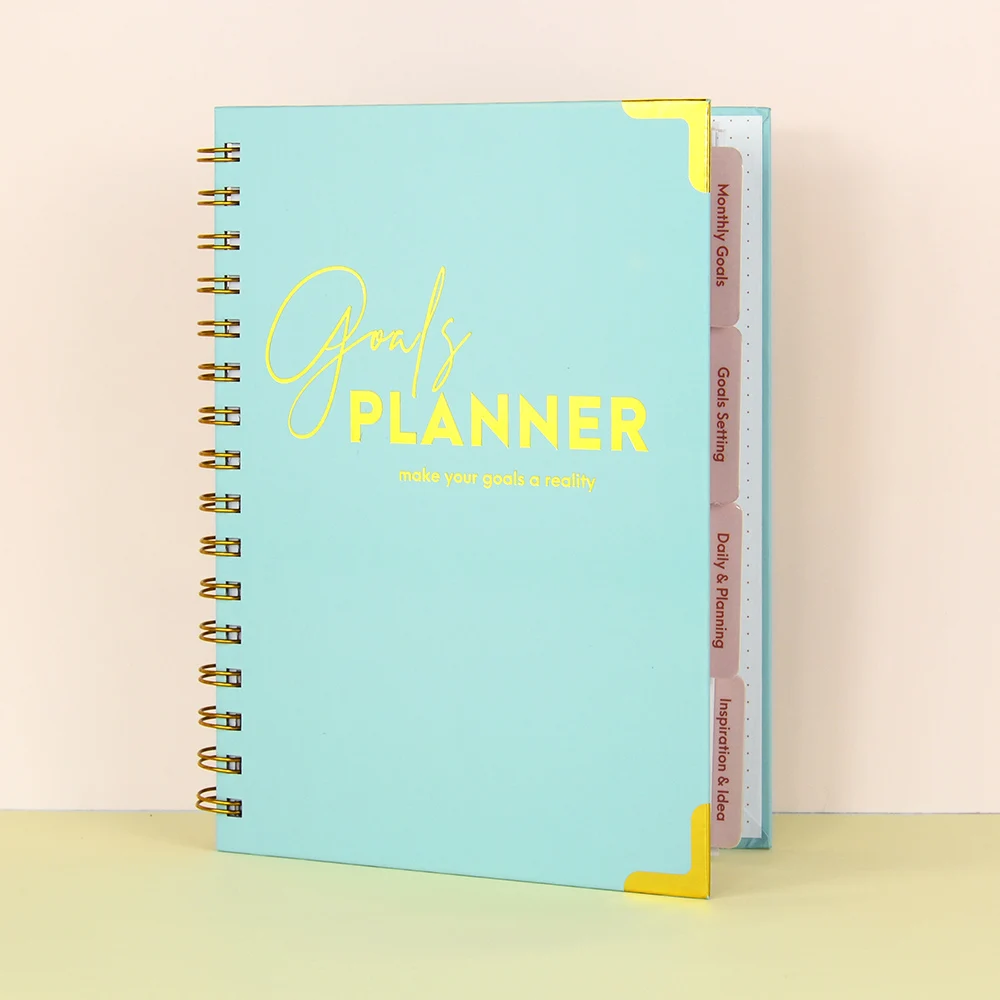 Custom printing A5 Hardcover notebook spiral bound Self care Promotional gift 2025 undated  planner