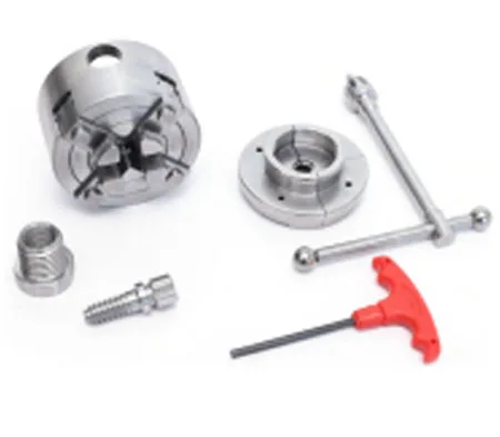 Quick change 4-jaw bevel gear chunk wood lathe chuck