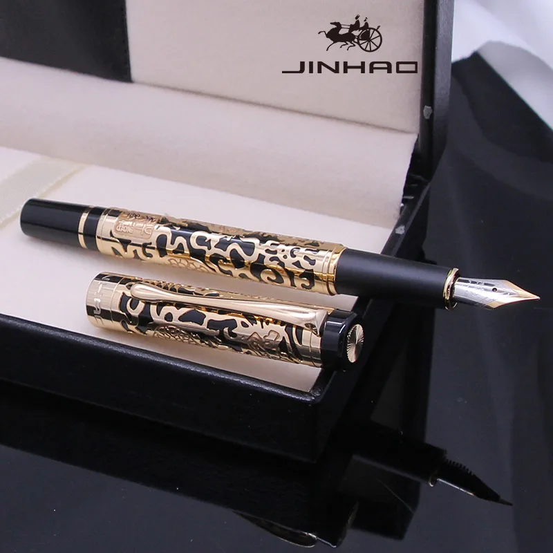 Jinhao 5000 Promotional Luxury custom pen design carving Flower Fountain pen Business gift customized brand name calligraphy pen