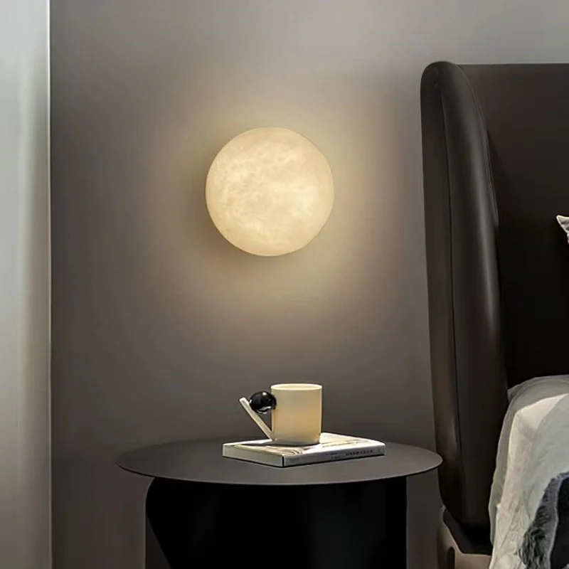 Simplicity Globe Alabaster LED Wall Light  for Bedroom Living Room Corridor Hallway Creative Marble Wall Lamp