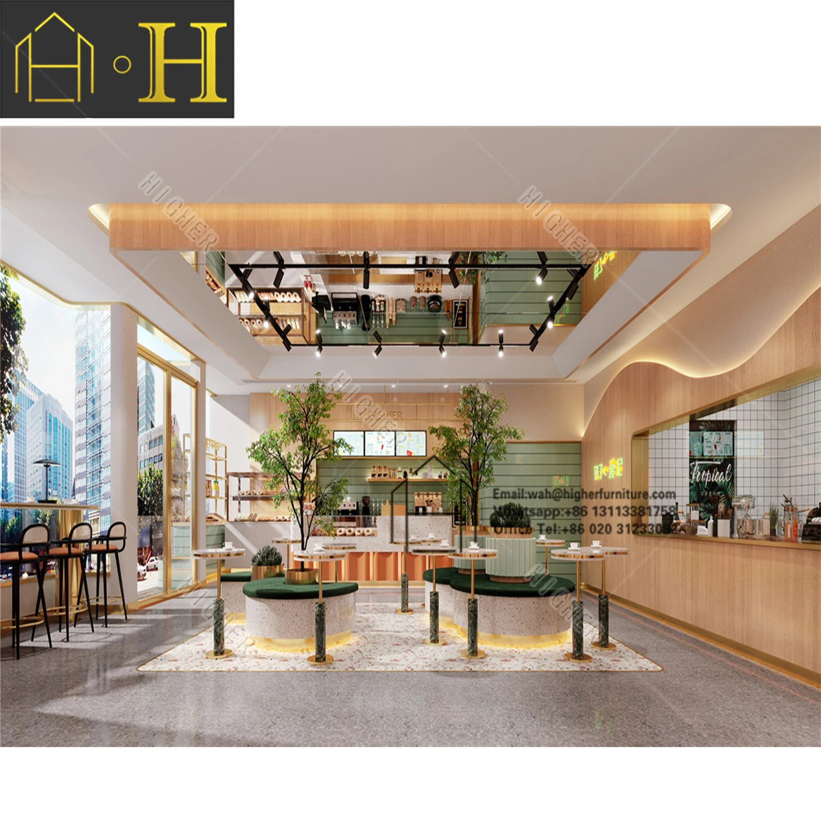 High-end Coffee Shop Unit for Bread Display Cabinet Dessert Bar Counter for Cake Display Stand in Retail Store for Sale