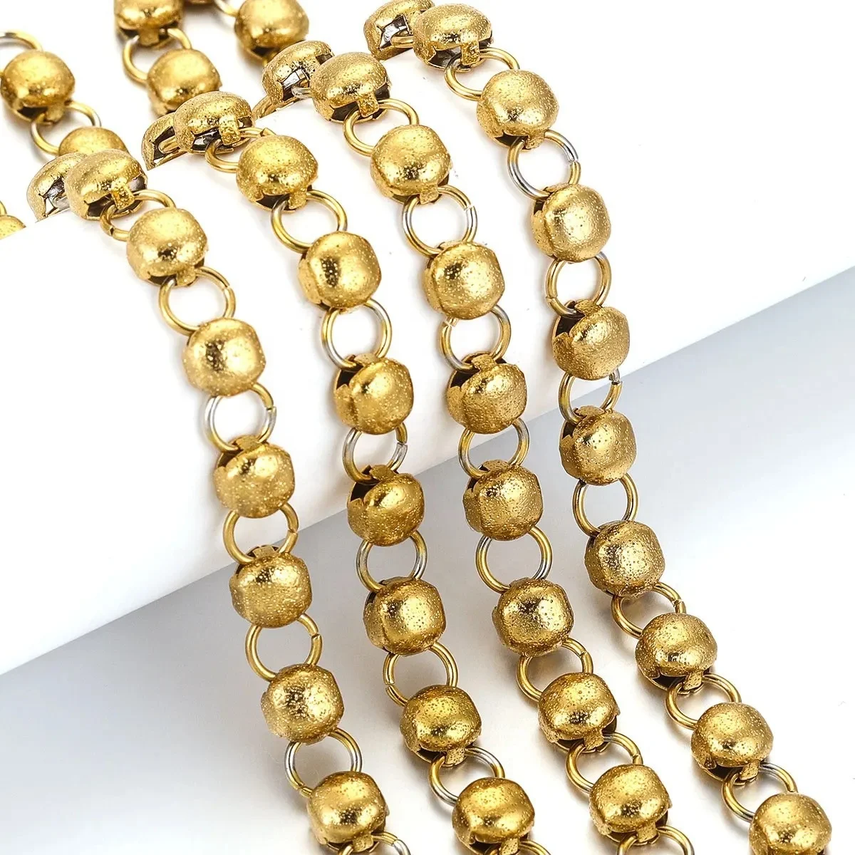 14K gold-plated hollow stainless steel wire drawing barrel gold chain anti-corrosion and waterproof DIY necklace accessories