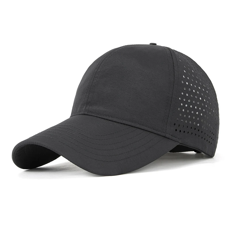 Breathable quick dry waterproof nylon golf performance perforated laser cut drilled hole high quality sport dad hats