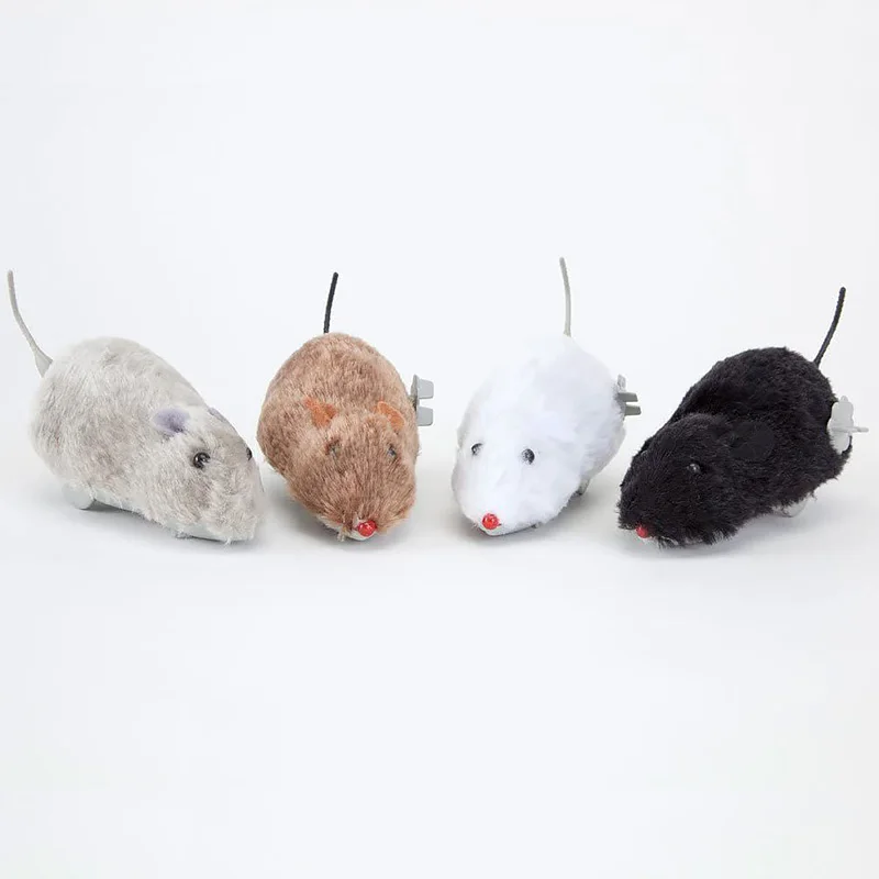 Wind-up plush mouse toy interactive pet dog cat toy prank toys jokes 1 pieces random color