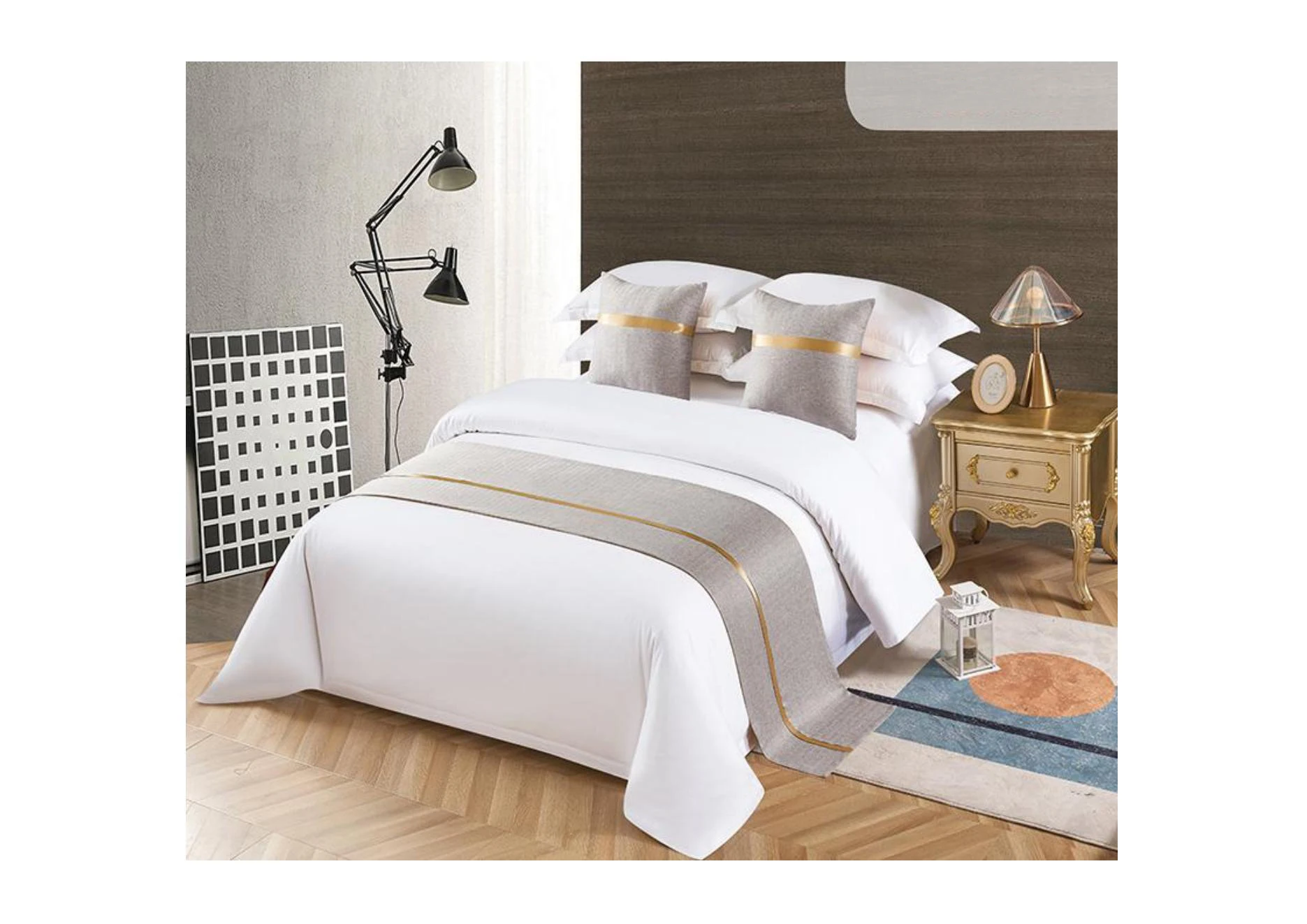 Luxury Bed Runners and Matching Pillows Bedding Sets Collections Bed Runner Scarf logo Custom Hotel Bed Runners and Cushion Set