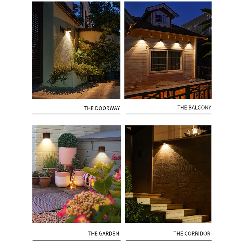 LED Solar Light Outdoor Garden Square Wall Lamp Sunlight Sensor IP65 Waterproof Courtyard Balcony Fence Post Decoration Lamps