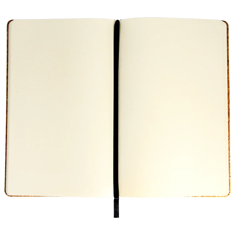 environmental A5 hot stamping silk printing natural cork cover notebook with elastic band A5 journal cork dotted