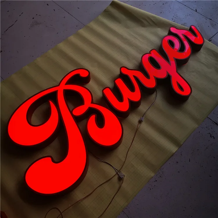 Business outdoor advertising 3D letter custom led sign for restaurant hanging lighting