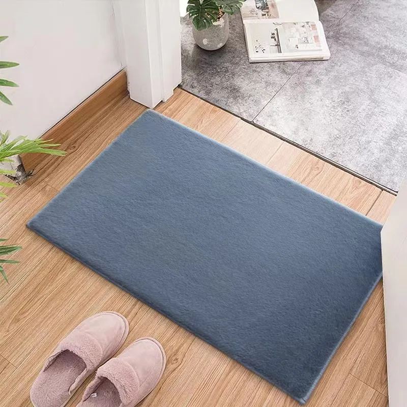 Hot selling washable fluffy faux rabbit skin custom plush rabbit fur rug carpet door mat bath mat area carpets