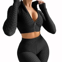 Jacket 4129 Athletic Women crop zipper gym hoodies Ru tight