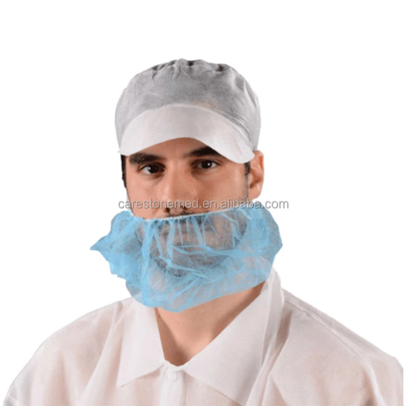 ISO13485 Food safe disposable machine made beard mask PP non woven beard covers with head elastic