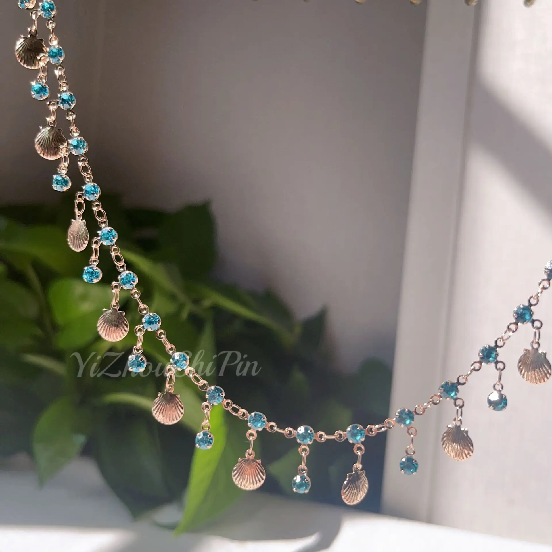 Rawmand Shell Decorative Crystal  Chain for Jewelry Making Zircon Copper Chains for DIY Necklace Ankle Bracelet