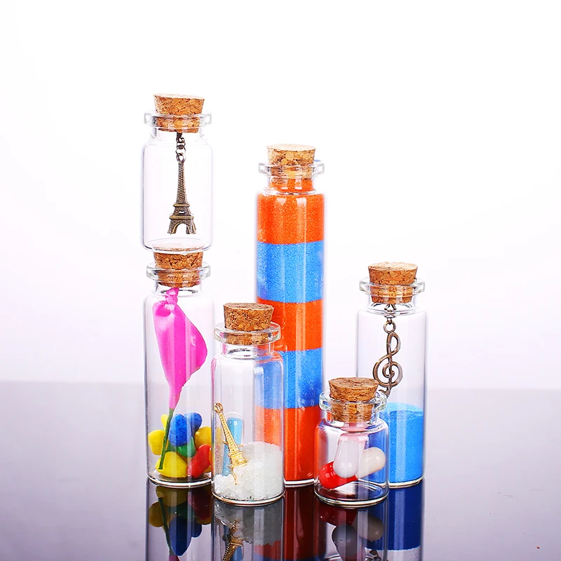 2021 Hot sale cute pendant glasses mini bottles wishing bottles with cork stoppers