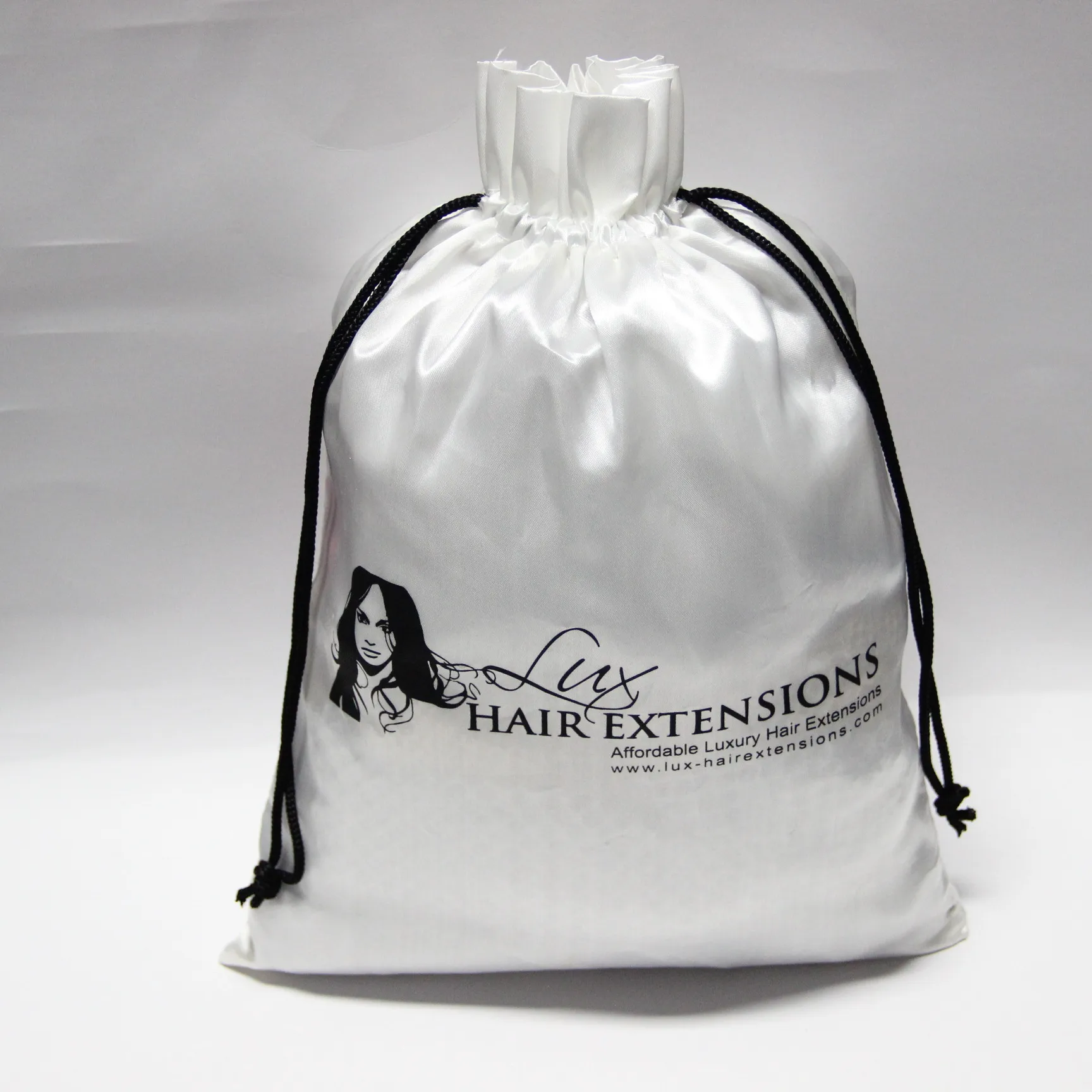 Professional custom cosmetics bag wig collection bag silk bundle pocket wholesale drawstring Satin bread Drawstring bag