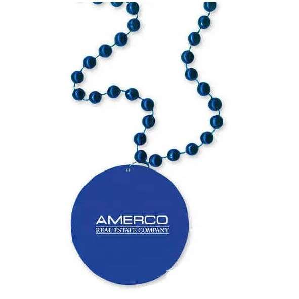 Custom Logo Printed medallion Mardi Gras Beads Necklace