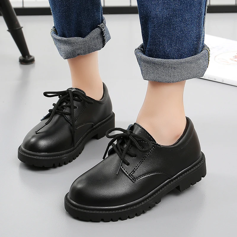 
Custom Teenage Boy Black Leather Uniform Shoes Children Dress School Shoes 