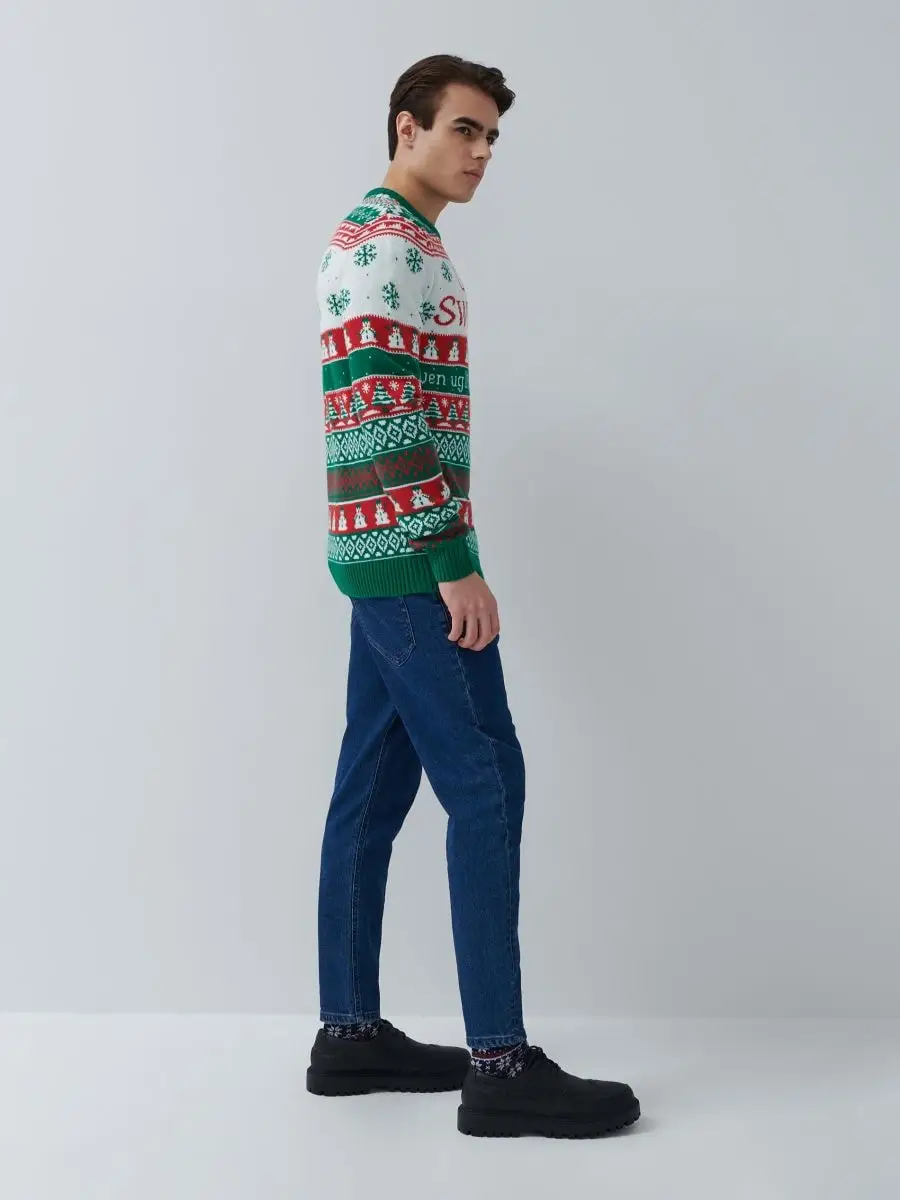 Ugly Christmas Sweater for Men 100% Acrylic Fabric Long Sleeve Round Neck Knitted Pullover Jumper Custom Logo