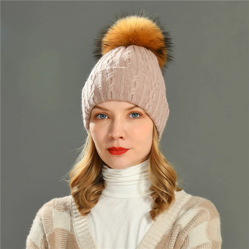 Women Knitted Winter Hats Two Ways Wear Scarf Thick Double Layer Thick Skull Warm Cashmere Wool Soft Casual Knitted Beanie Hat