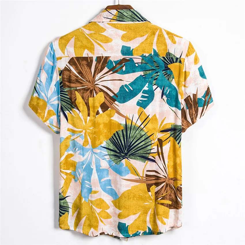 2020 Summer Men Hawaii Printed Short Sleeve Soft Beach Hawaiian Shirt