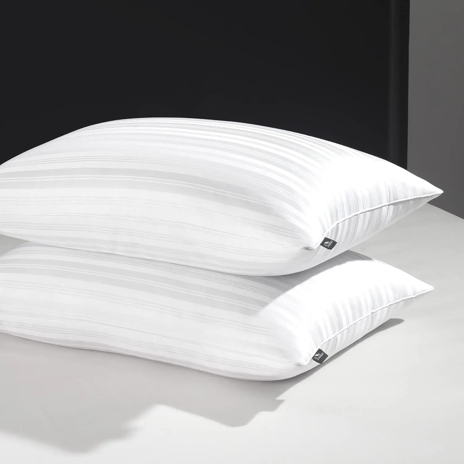 Goose Feather Down Pillow - Set of 2 Bed Pillows for Sleeping with Rayon Derived from Bamboo Shell, Queen Size (20x28)