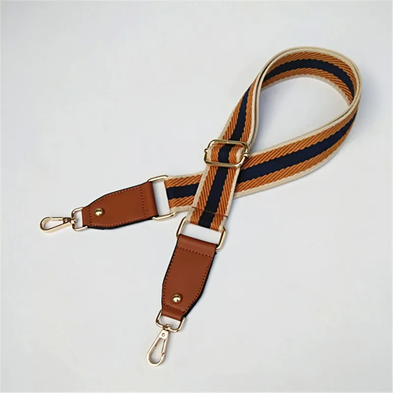 2021 New Woven Webbing Leather Ends Cross body Bag Adjustable Wide Shoulder Straps for Bags