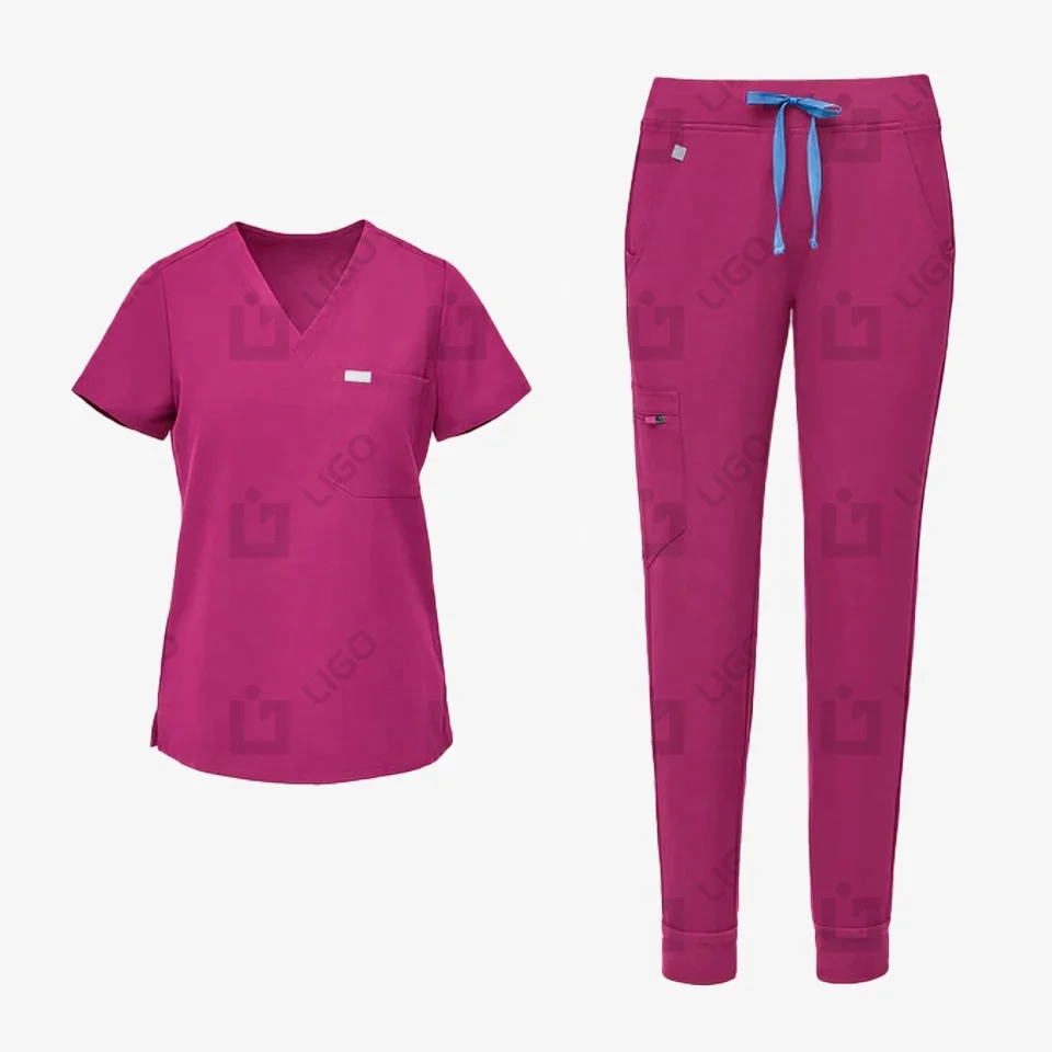 High Quality Hospital Uniforms 72% Polyester 21% Rayon 7% Spandex Scrubs Uniforms Suit Set