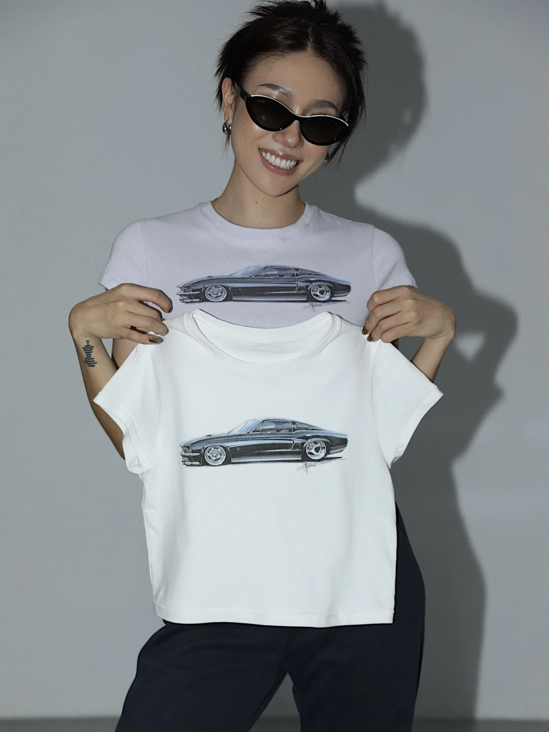 Organic Cotton Fashion Baby Tee Sustainable Women Sexy Printed Crop Tee Eco Friendly Crop T Shirt