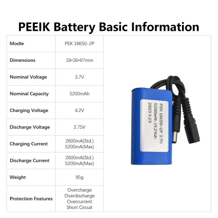 18650-2P 5200mAh 3.7V Smart Home Devices Large Capacity High Stability Solar Battery Storage Systems Wireless Doorbells