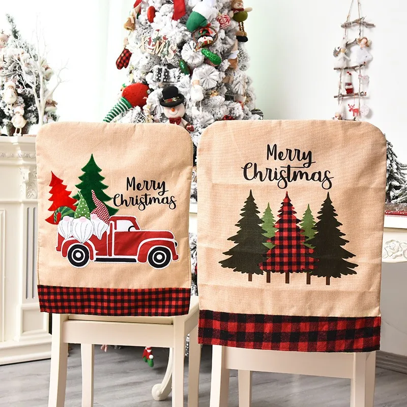 2024 New design High Quality Hot sale Santa Claus cartoon linen collocation Office chair Covers