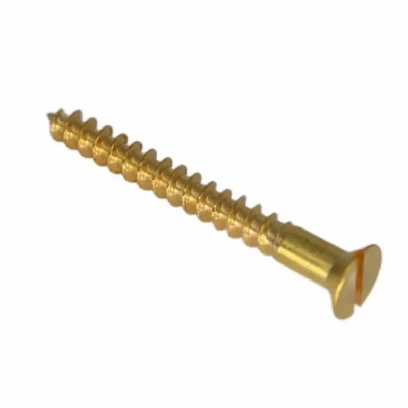 M3*20 Flat round head slotted brass self tapping screws countersunk wood screws