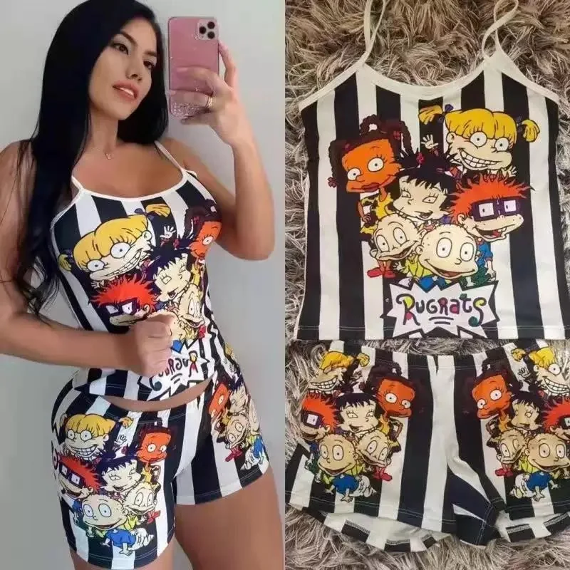 Mimore Fashion Design SEXY pajamas netflix and chill clothing two piece cartoon Outfits