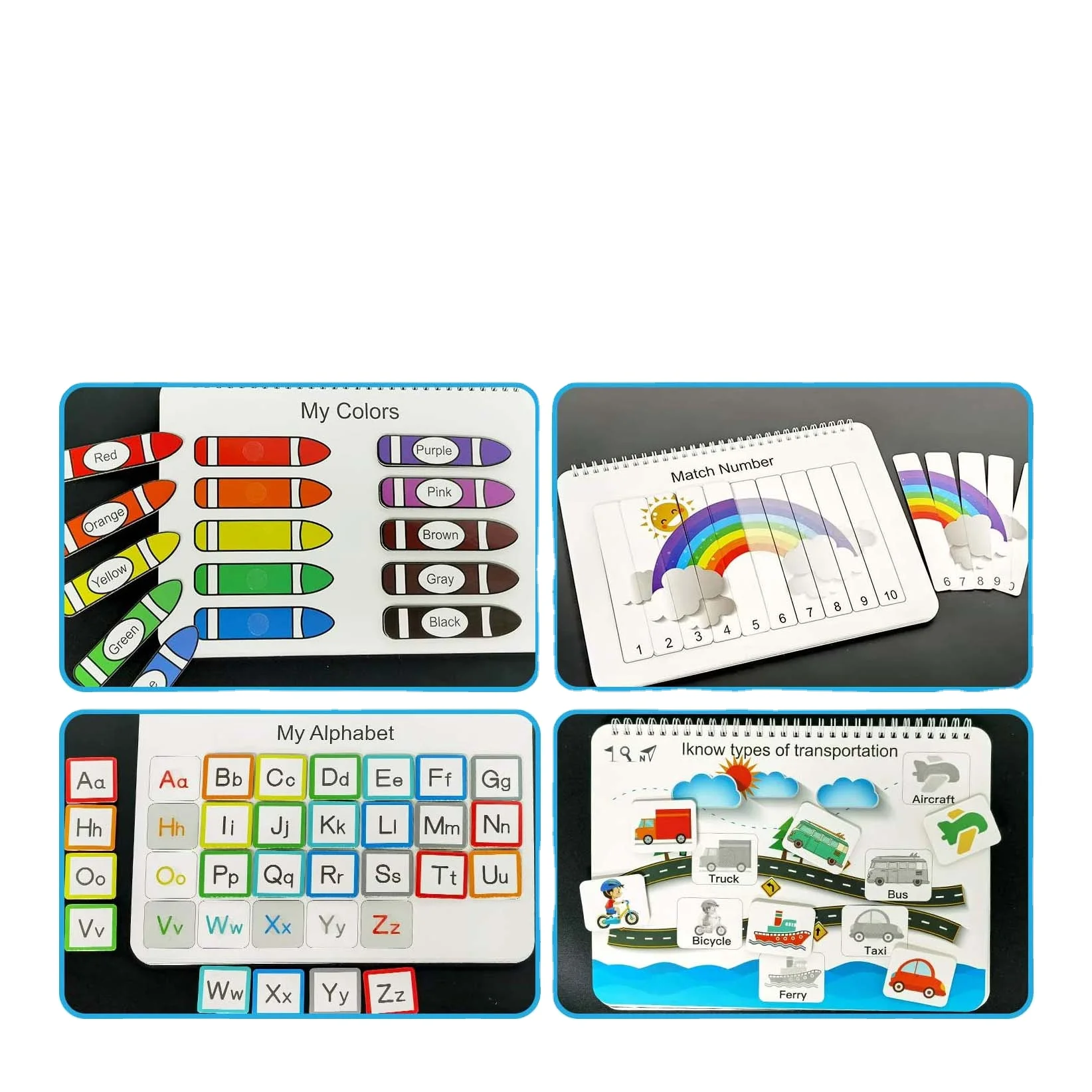 Busy Book for Kids, Montessori Toys for Toddlers Autism Sensory Educational Toys 12 Pages Toddler Preschool Activity Binder