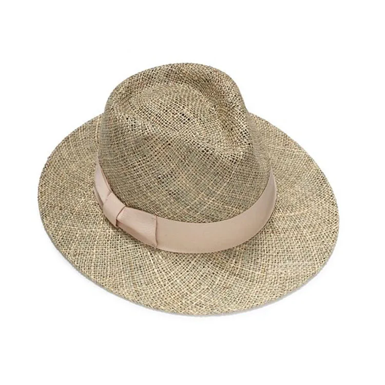 High-end custom Bao Grass Panama Hat luxurious cool breathable Straw Hats unisex summer fedora sunhat men and women wholesale