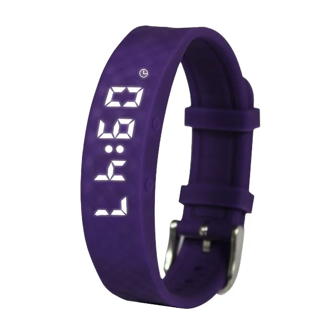 KIDS Silicone band re-chargable battery waterproof white led display 3 vibration alarms 3D pedometer smart bracelet for kids