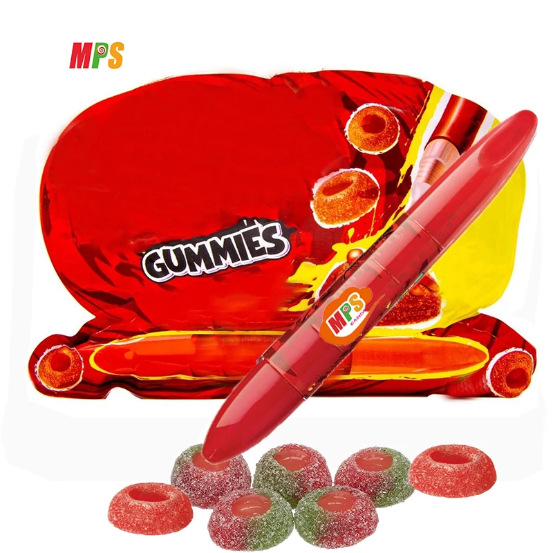 Juicy Chewy Gummies Sweet Gummy Pen Liquid Candy Bonbons & Sour Gel Pen Applicators