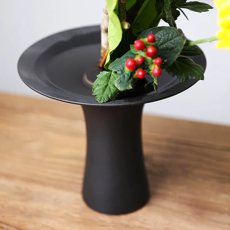 Japanese style Chifang waist tied ceramic vase Jianshan flower arrangement vessel