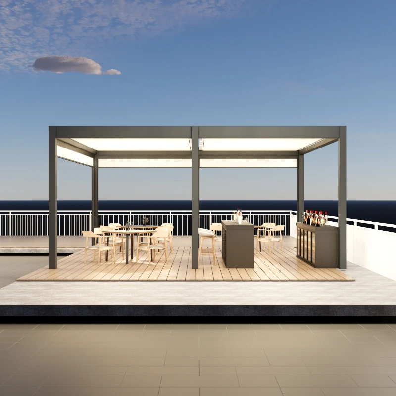 All weather garden leisure BBQ yard gazebo brown pavilion with mosquitoes net Aluminium Outdoor Pergola