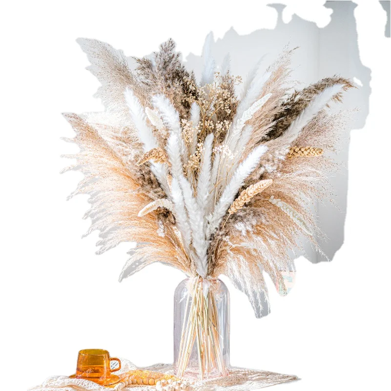 17,8 дюймов натуральная маленькая пампасная трава сушеный букет цветов Бесплатный Образец ваза Бохо Декор