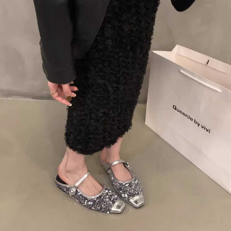 35-39 New Mary Jane Shoes Crystal Slipper Fashionable Women Shoes For 2 Colors
