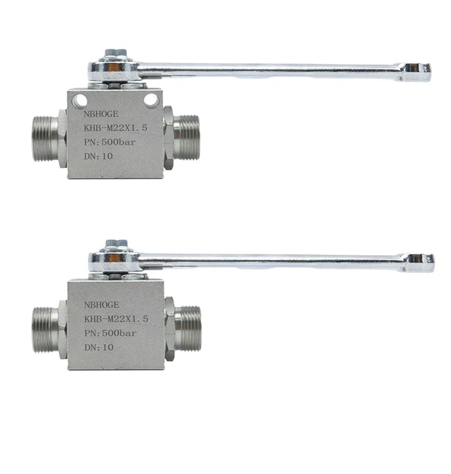 KHB-M30*1.5 Good quality male thread hydraulic two ways stainless steel high pressure water ball valves 1/2in